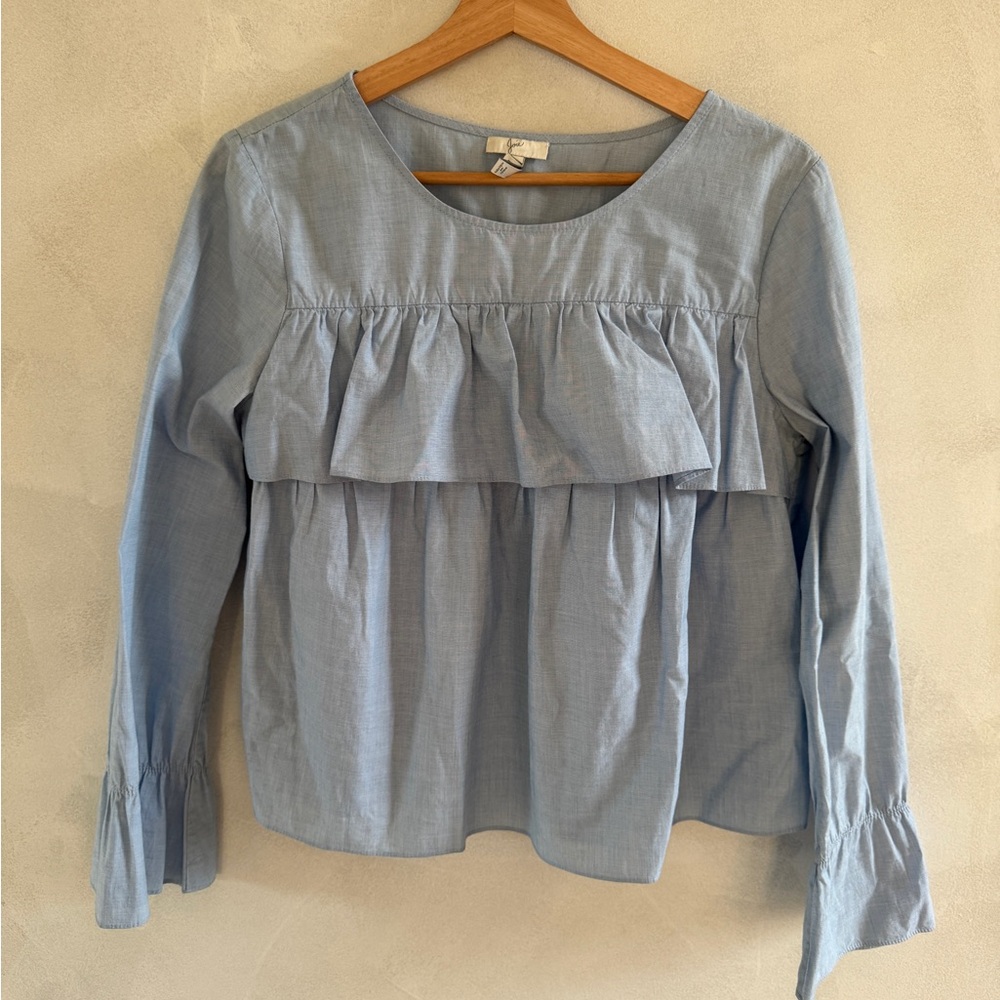 Joie - Sky Blue Cotton Ruffle Blouse